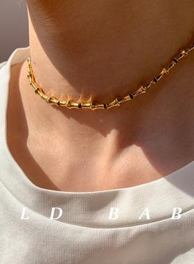 Old babe复古小众设计师款ins竹节项链女个性时尚抽拉百搭锁骨链