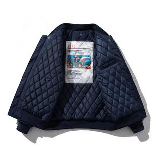 美式工装飞行员夹克男女情侣简约纯色棒球服蓝色加厚棉衣服外套潮