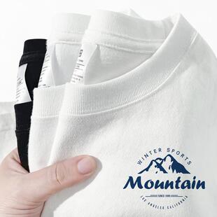 t恤白色潮牌宽松内搭2024新款 男生短袖 上衣 长袖 245g重磅纯棉男士