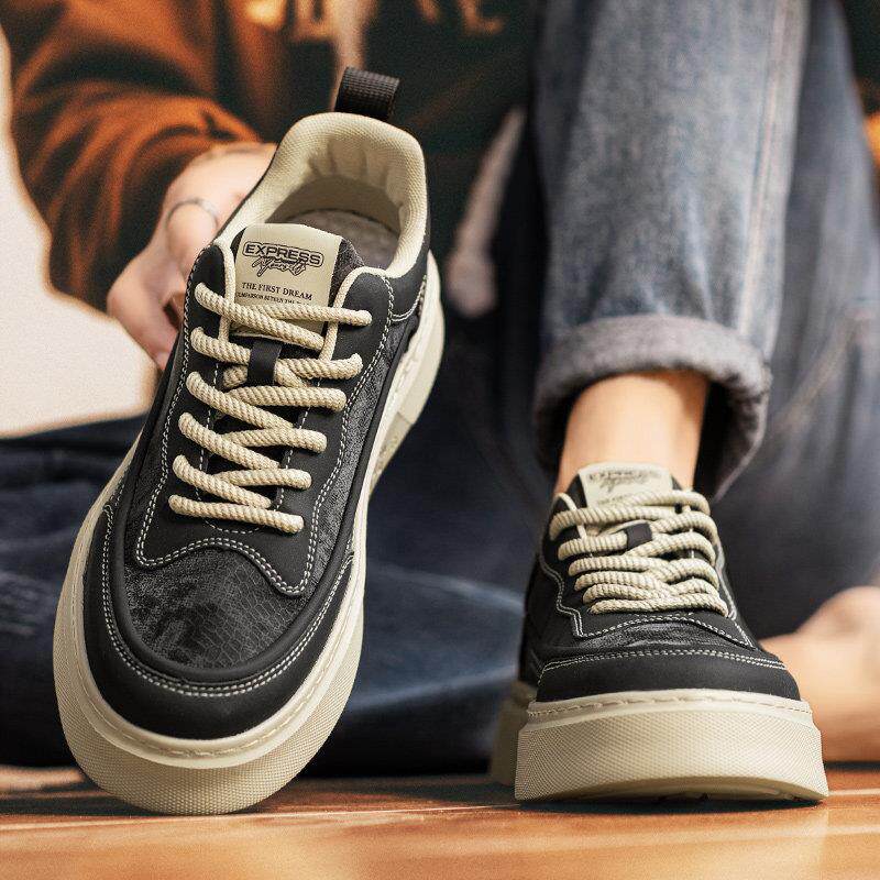 欧洲站男鞋春秋款休闲鞋子男高级感痞帅厚底爆款板鞋春季新款潮鞋