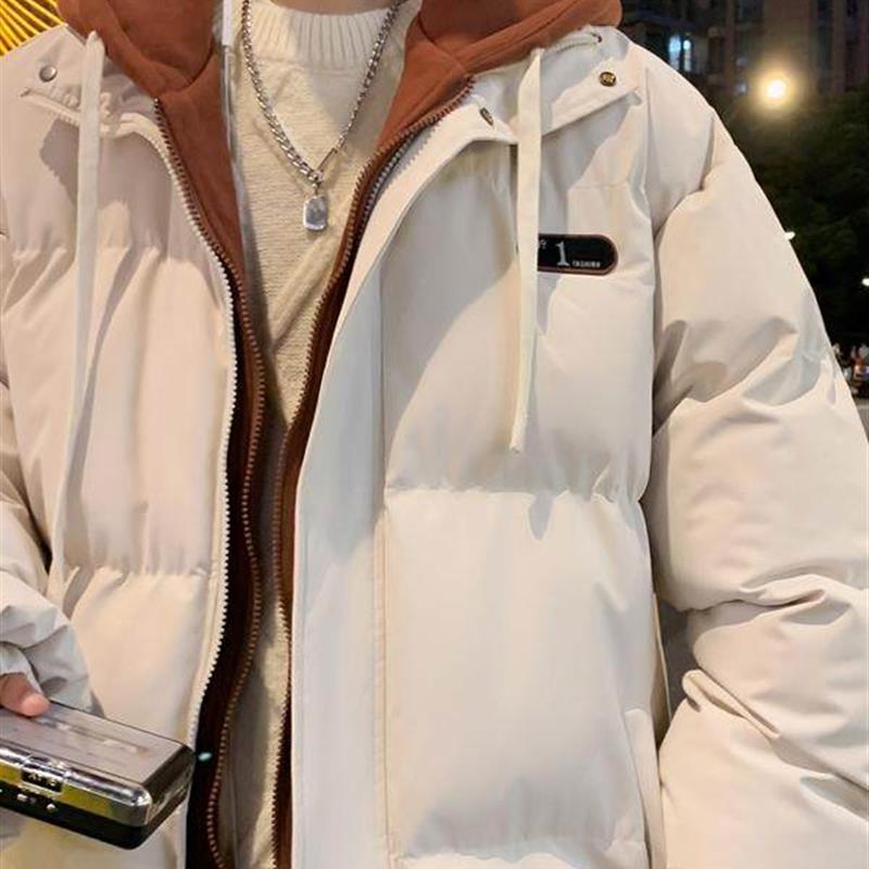 假两件羽绒服男士秋冬季青少年棉袄2025新款棉服美式棉衣服外套潮