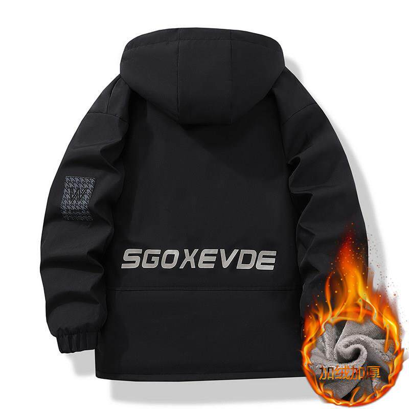 棉衣男加绒加厚夹克外套冬季连帽防寒棉服潮流百搭冲锋衣保暖棉袄