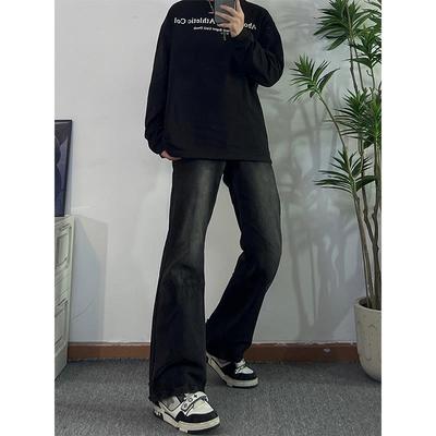 微喇牛仔裤男秋冬直筒潮牌痞帅cleanfit裤子美式高街复古vibe长裤