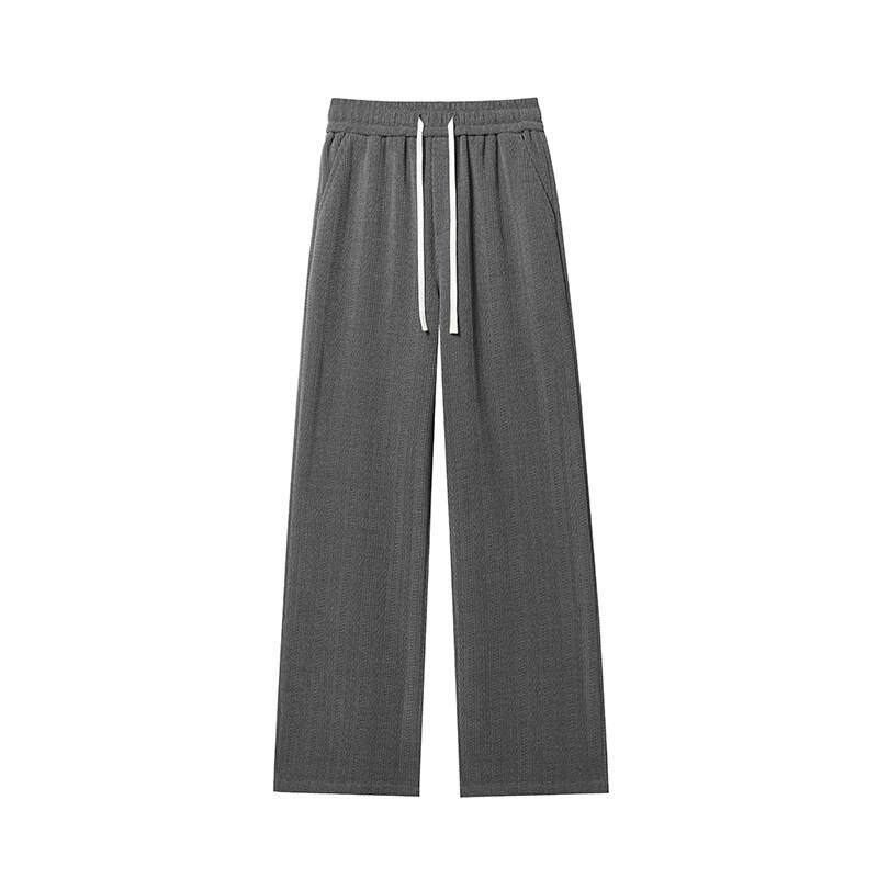 麦穗纹黑色裤子男款秋冬季加厚重磅直筒加绒卫裤男士宽松休闲长裤