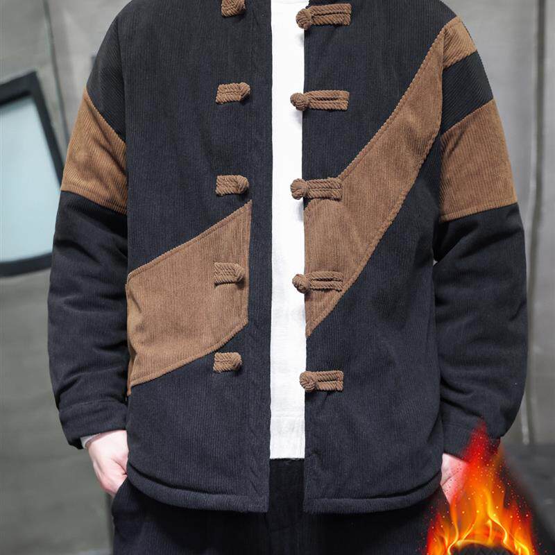 冬季男士唐装中国风灯芯绒棉衣套装新中式加棉加厚覆古民族风棉袄