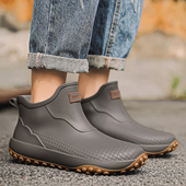 男女款 时尚 雨靴女户外钓鱼防水胶鞋 德系情侣低帮雨鞋 加绒浅口水鞋