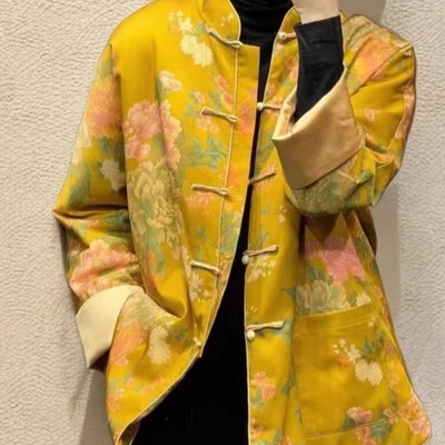 新中式上衣外套2025秋冬新款国风棉服女长袖改良旗袍盘扣复古唐装