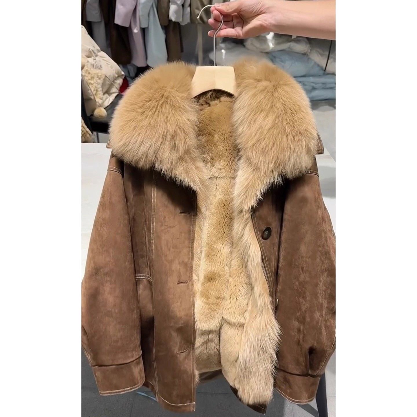 2025冬季新款高级感小个子宽松保暖皮草大衣中长款派克服毛毛外套
