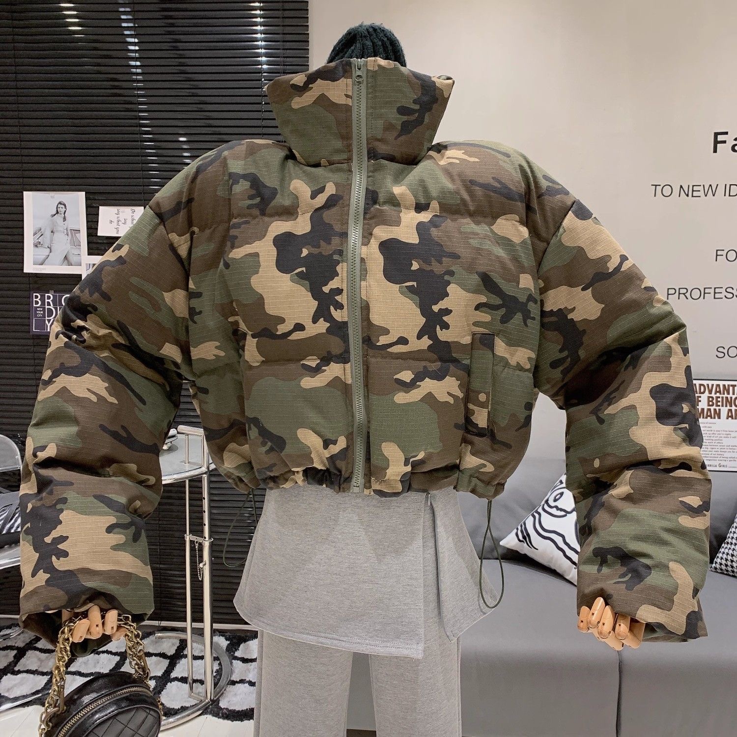 迷彩棉服冬季新款美式潮流街头感百搭加厚外套立领面包服夹克棉衣