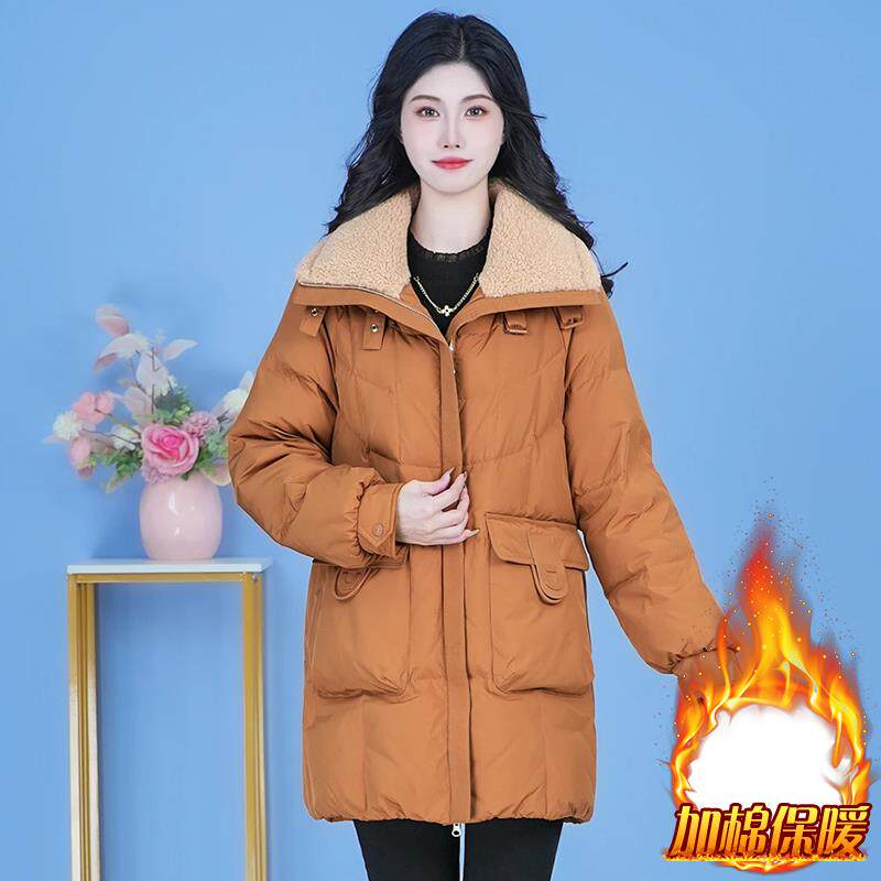 MONLOUVE2025新款时尚冬装服外套女大码宽松显瘦加加厚中长款衣