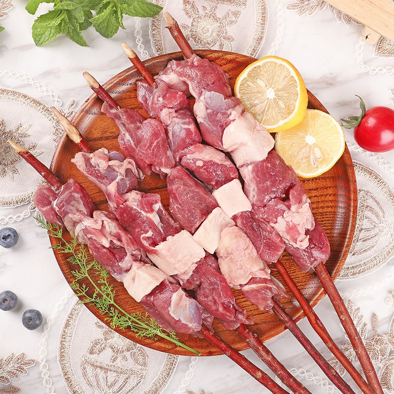 青草家新疆红柳羊肉串新鲜原味烧烤食材半成品烧烤肉串大串 1000g