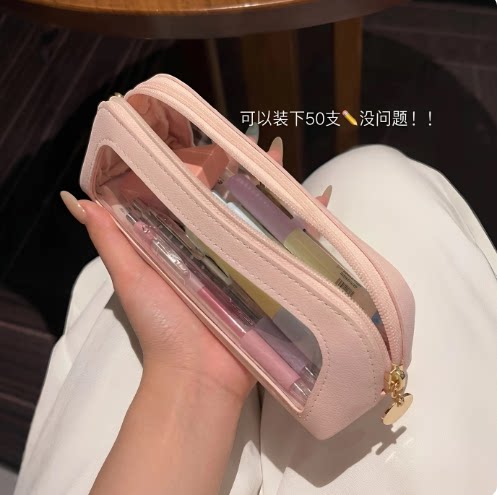 透明笔袋高颜值ins风女孩学生初中考试大容量便携文具收纳袋超火