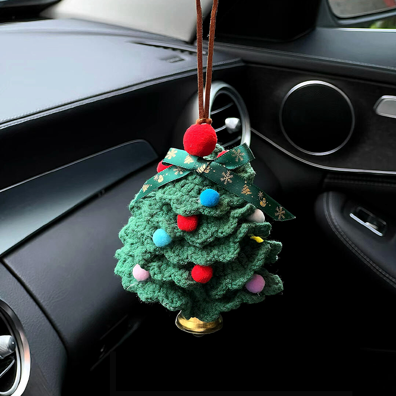 【手工编织】圣诞树车挂摆件后视镜铃铛汽车内装饰高级小礼品礼物
