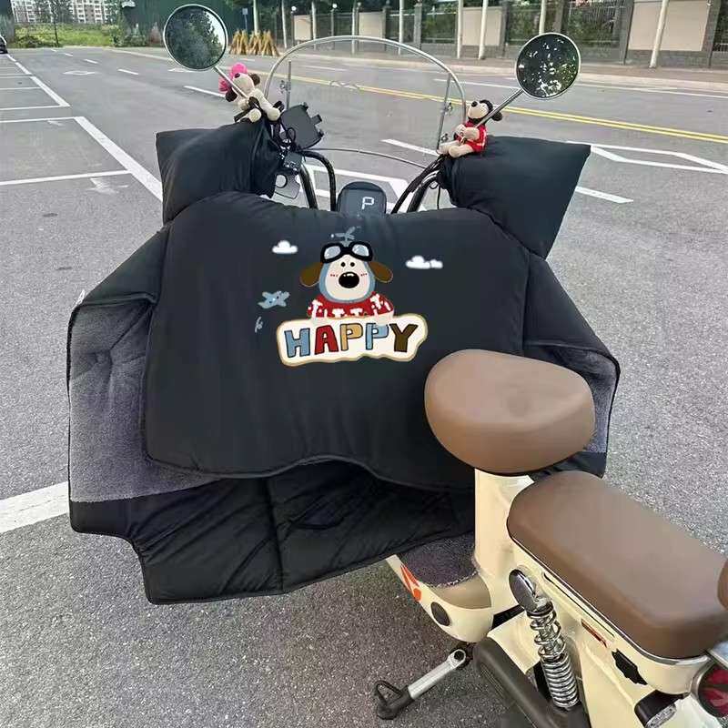 飞行员狗狗电动车挡风被冬季加绒加厚电瓶车摩托车防水防雨防风罩