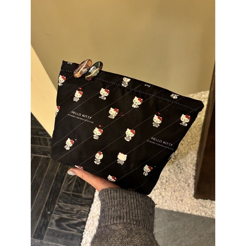 可爱黑色Kitty猫猫包少女心大容量防泼水收纳化妆包高颜值洗漱包