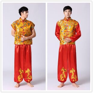 广场舞服装男士民族秧歌服新款打鼓服演出服中老年舞龙花灯表演服