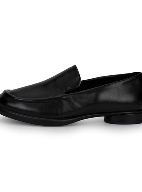 ECCO爱步女款休闲一脚蹬单鞋真皮舒适乐福鞋皮鞋222313