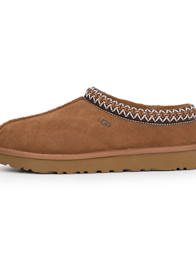 UGG女拖鞋冬休闲鞋羊毛保暖翻毛皮编织花边缝线 TASMAN 5955