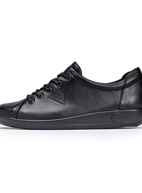 ECCO爱步SOFT女鞋平底系带黑色运动休闲鞋柔酷2号206503