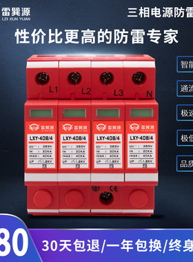 雷巽源三相电源防雷模块20KA交流监控电源防雷器380V浪涌保护器