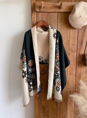2024 New Women flower Cashmere Scarf Luxury Brand Winter Thi