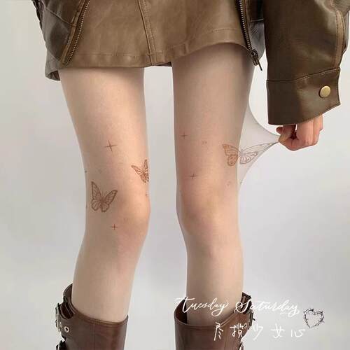 尽揽少女心：白色丝袜女纯欲防勾丝袜子打底袜蝴蝶白丝连裤袜薄款
