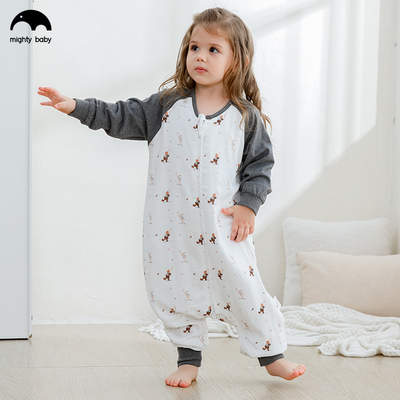 Mightybaby婴儿春秋四季睡袋童分腿防踢被恒温四六层纱布长袖睡袋