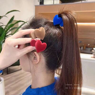 秋冬爱心植绒高马尾固定抓夹女立体发卡2022新款高端简约夹子头饰