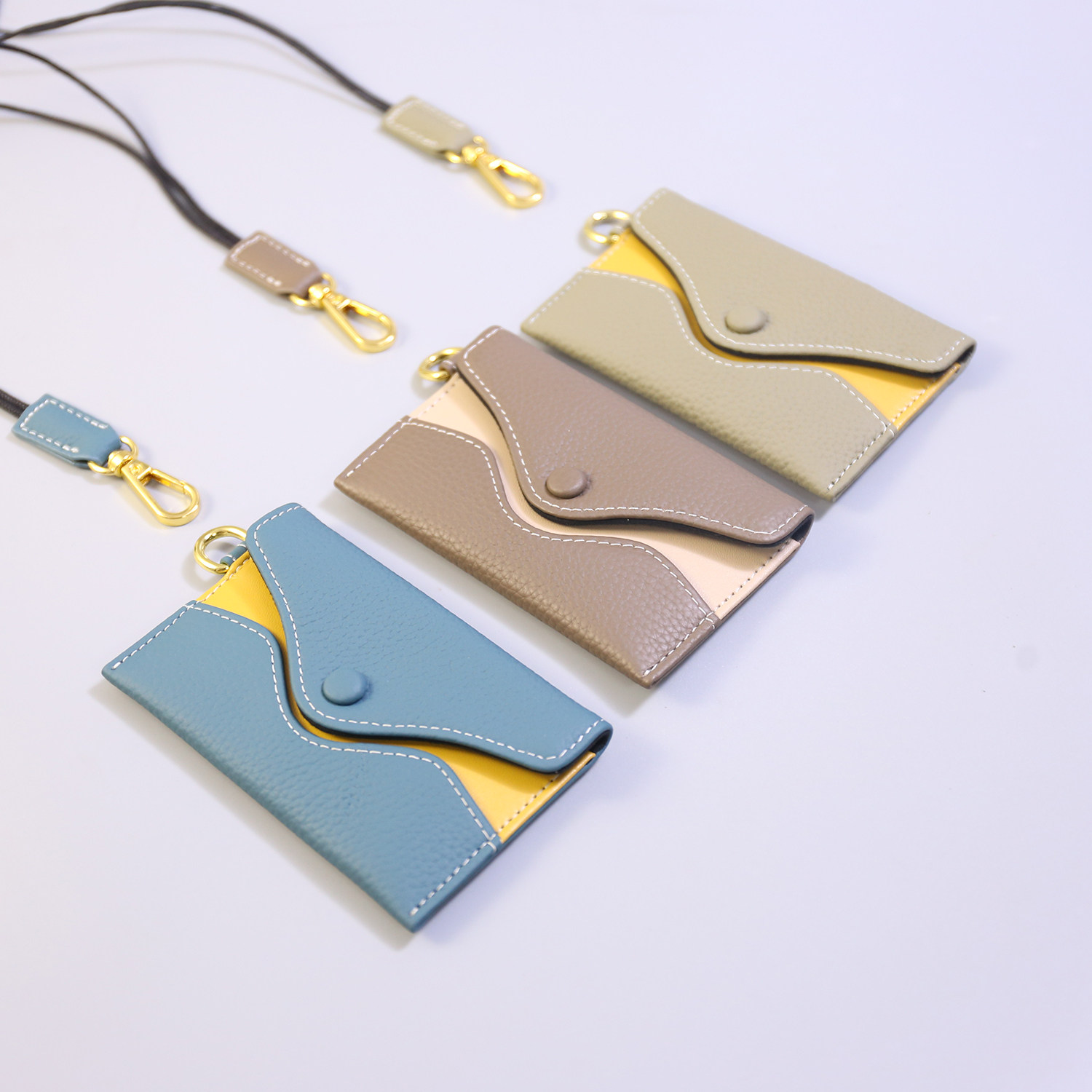 2025新款头层牛皮证件包女式真皮卡包多功能收纳包卡套撞色挂脖包,箱包皮具/热销女包/男包,证件包,淘宝优惠券,粉丝福利购,淘宝优惠卷