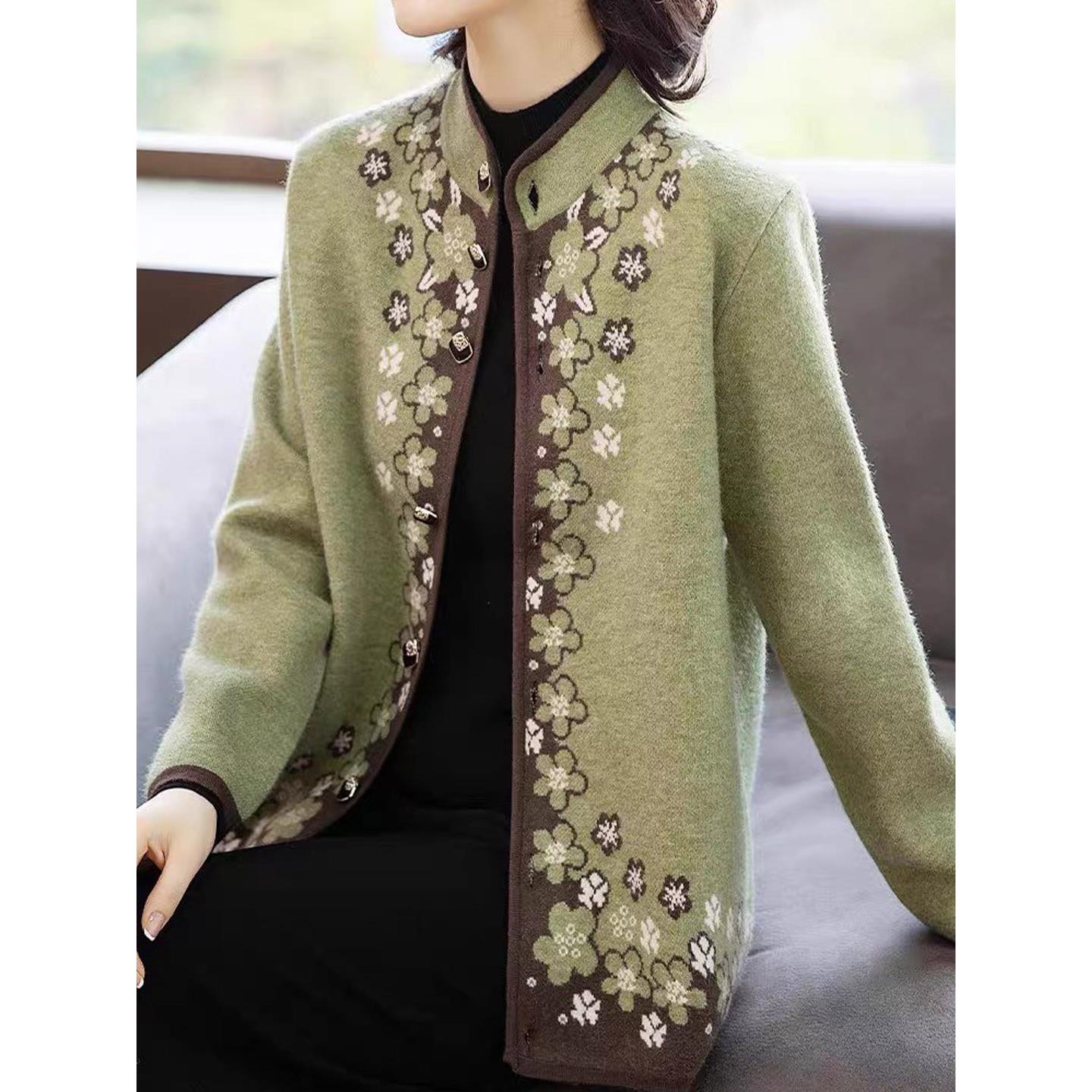 MONLOUVE新款年轻妈妈装外套时尚洋气短款上衣中老年女装50到60岁