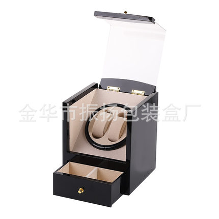 现货2位摇表器黑色烤漆单头自动上链电动手表盒电动转动表器