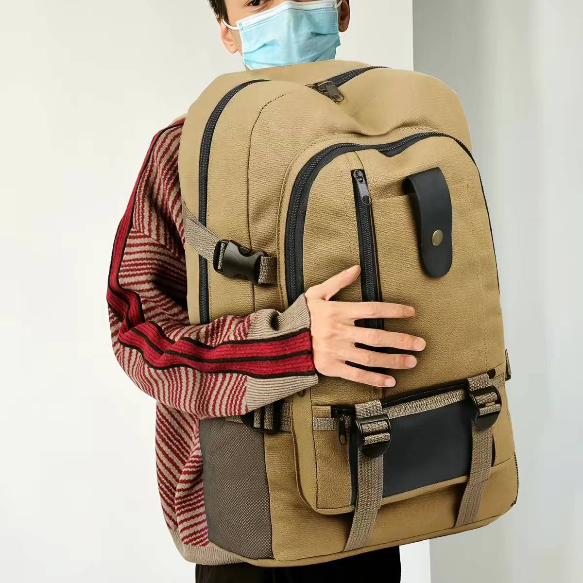 背包工地耐磨男士工具双肩包大图片