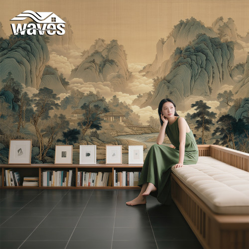 3d墙纸现代宋氏美学国画山水壁画