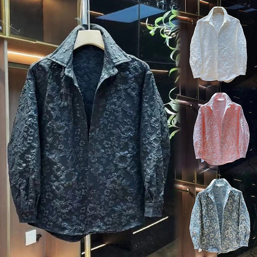 浮雕压花设计感衬衫外套情侣外套