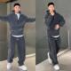 休闲连帽卫衣百搭运动直筒裤 冬季 加绒两件套 时尚 斜纹套装 新款 男士
