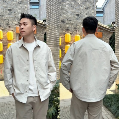 简约纯色宽松翻领衬衫外套