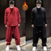 新款 加绒设计感刺绣休闲套装 男女同款 冬季 潮流百搭卫衣长裤 两件套