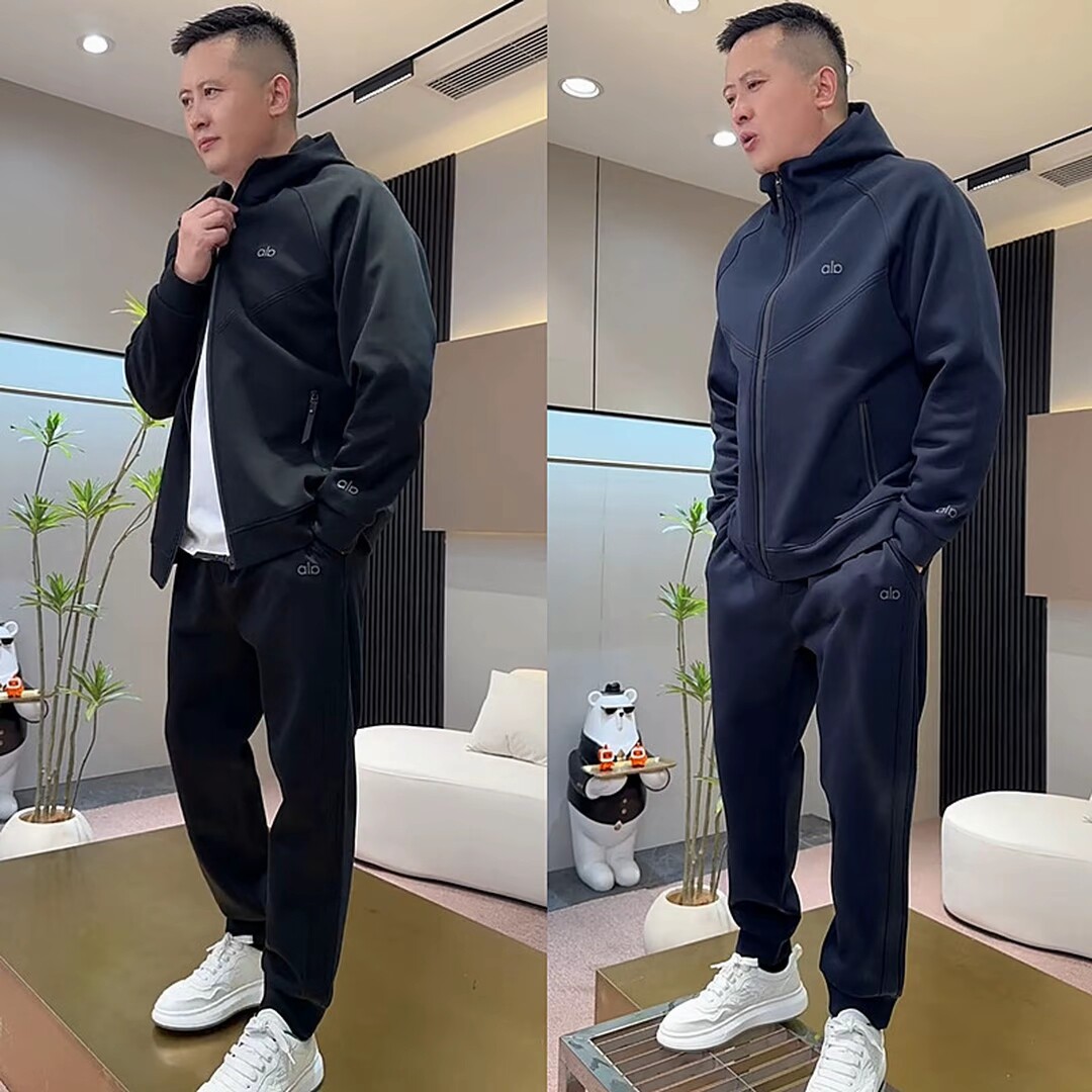 春秋爆款轻奢高档运动休闲套装男重磅高级休闲连帽外套卫衣一整套
