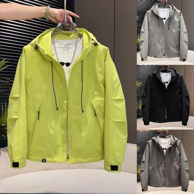 极简风防风连帽夹克外套