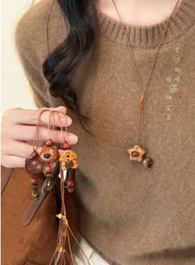 虎眼石小熊狗狗项链小众设计