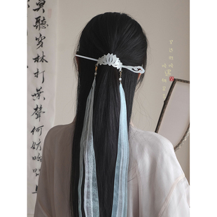 ［素白］古风汉服束发飘带发冠女新中式古装汉服簪子发钗发带发饰