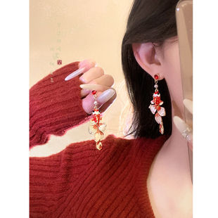 「池中彩鲤」新年红色锦鲤耳环女新中式国风耳钉复古独特漂亮耳环