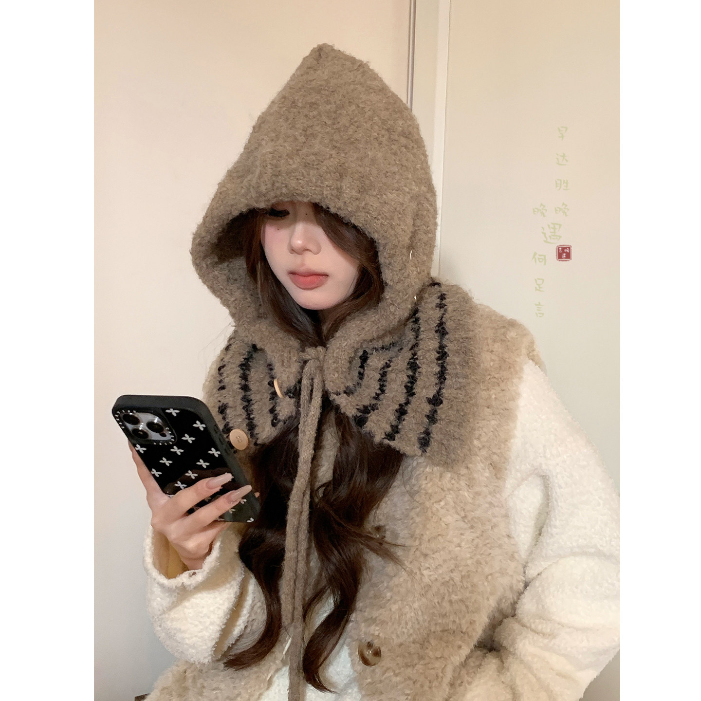 冬日标配！针织巴拉克拉法帽女冬帽子围巾一体保暖防寒骑车毛线帽