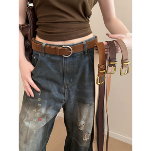 腰间配饰品 饰毛衣棕色皮带高级感配牛仔裤 咖色卡扣腰带女款 复古装