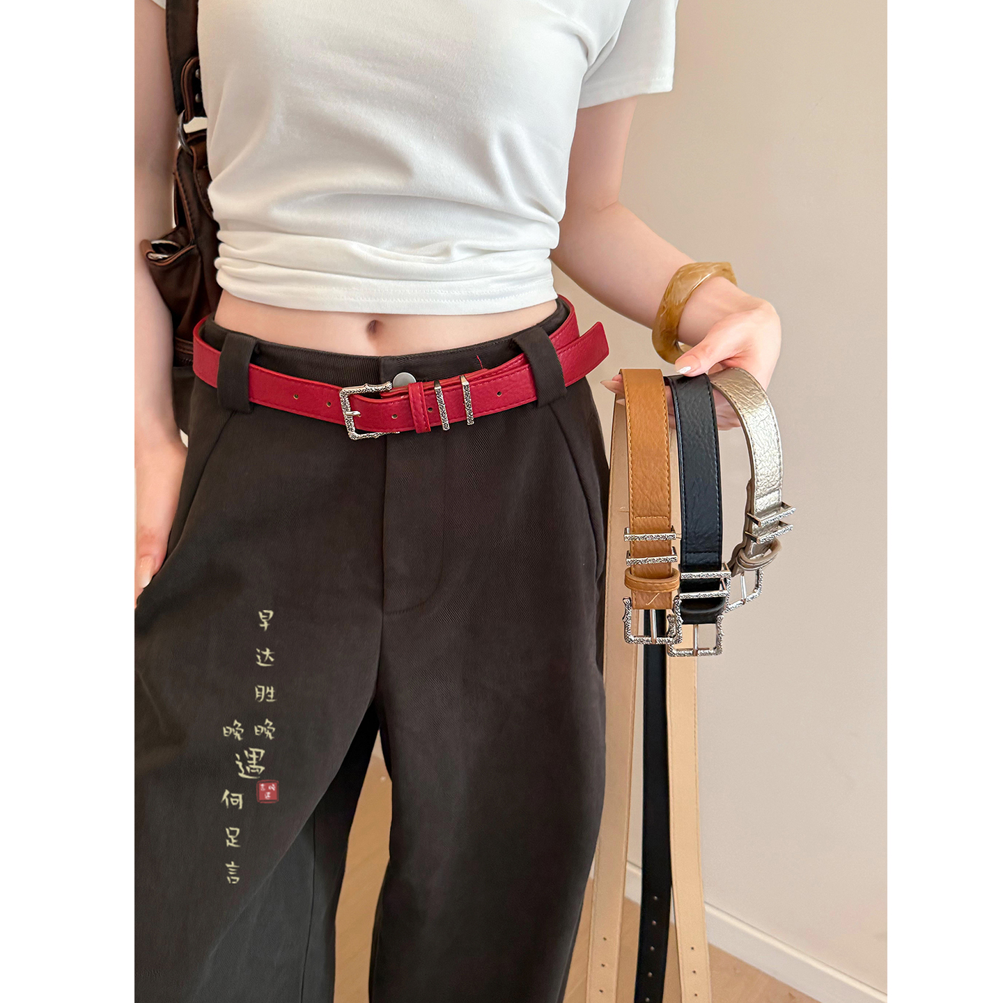 黑色卡扣腰带复古高级感皮带