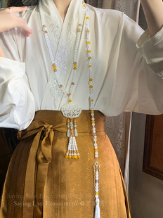 「云梦若」国风压襟璎珞项链新中式背云长流苏马面裙汉服旗袍配饰