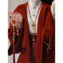 「情长久」新中式 红色璎珞背云国风串珠流苏项链女汉服马面裙配饰