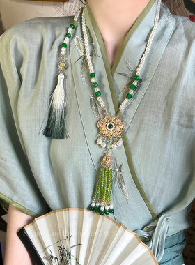 明制汉服璎珞项链平安锁吊坠项链