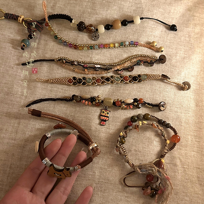 天然石编织绳手链轻奢小众精致