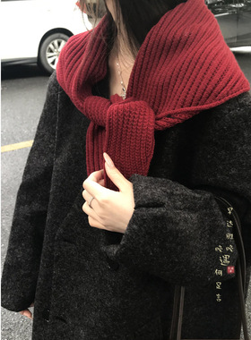 一披两用！针织红色外搭三角巾披肩女冬季围巾保暖高级感围脖护颈